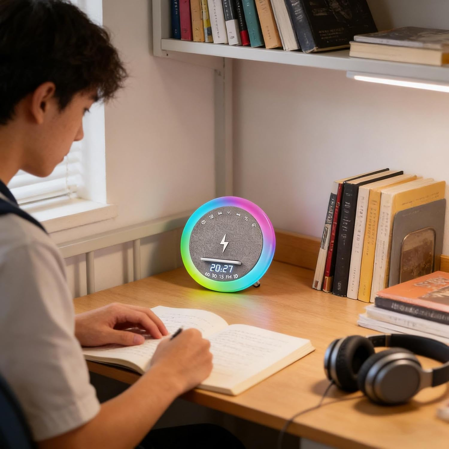 Portable Speaker - 4-In-1 Fast Charging with Night Light | Portable Speaker Desk Phone Holder,For Home Bedroom Living Room Office Apartment Bar Travel Camping image number 2