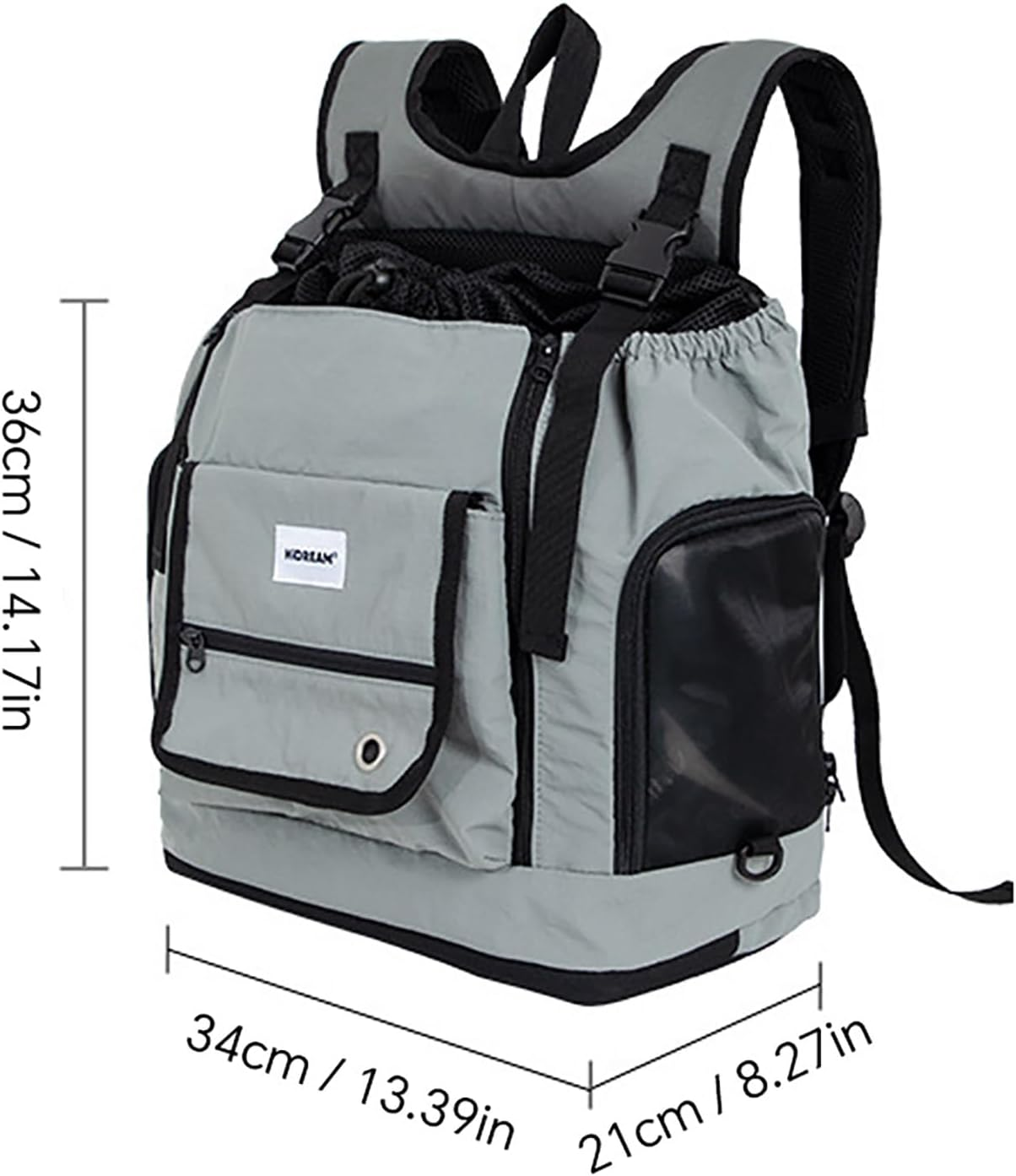 LIFEBEA Ergonomic Pet Carrier Backpack - Ventilated & Secure Front/Back Cat & Small Dog Carrier (Up to 7Kg) - Airline Approved Travel Bag with Escape-Proof Leash & Storage (Gray) image number 3