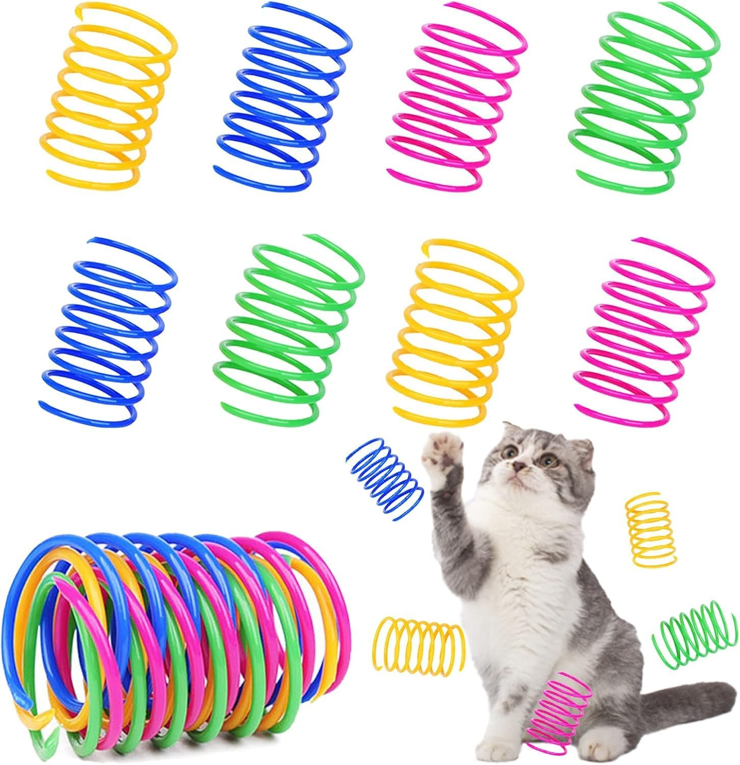 Mumoo Bear Cat Spiral Spring, 12 Pc Cat Creative Toy to Kill Time and Keep Fit Interactive Cat Toy Sturdy Heavy Plastic Spring Colorful Springs Cat Toy for Swatting, Biting, Hunting Kitten Toys image number 3