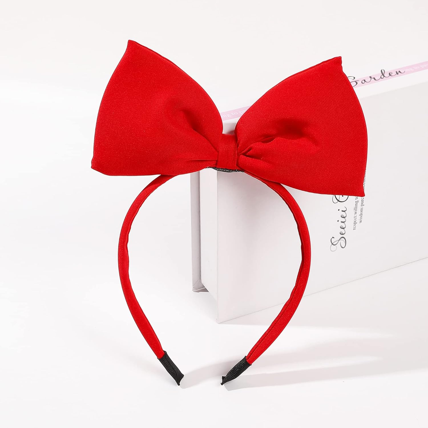 Ivyu Red Bow Headband - Blossom Powerpuff Girls, Snow White, Kiki Large Hair Band for Women, Girls, Halloween - Black Bow image number 7