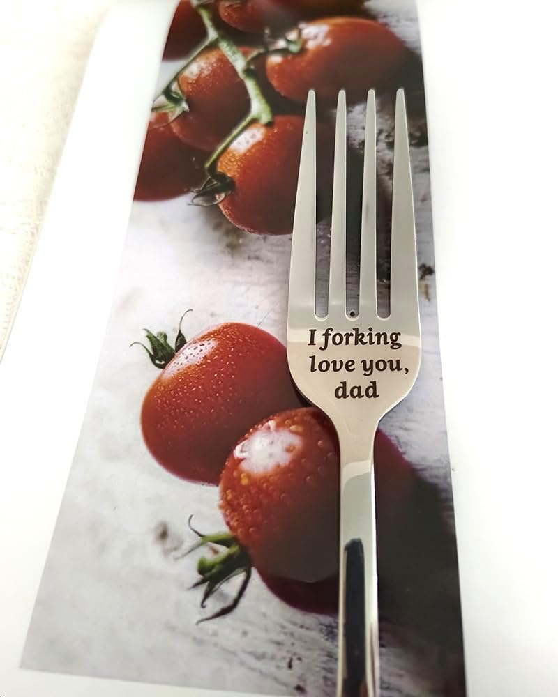 RFTWXHPN Dad Gifts Forks from Daughter Son I Forking Love You Dad Fork for Dad Christmas Birthday Gifts for Daddy Dad Dinner Fork Gifts for Father Daddy Stainless Steel Salad Forks image number 5