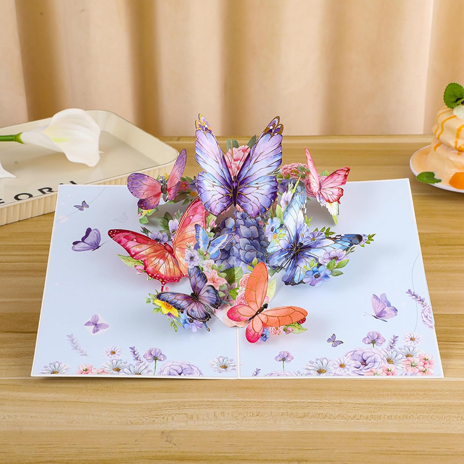 Tuoyi 3D Butterfly Pop up Card, Butterfly and Flower 3D Greeting Card with Envelope for Any Occasion, Birthday, Mother'S Day, Anniversary, Valentines Day, Handmade Gifts, Foldable Celebration Cards for Friends image number 1