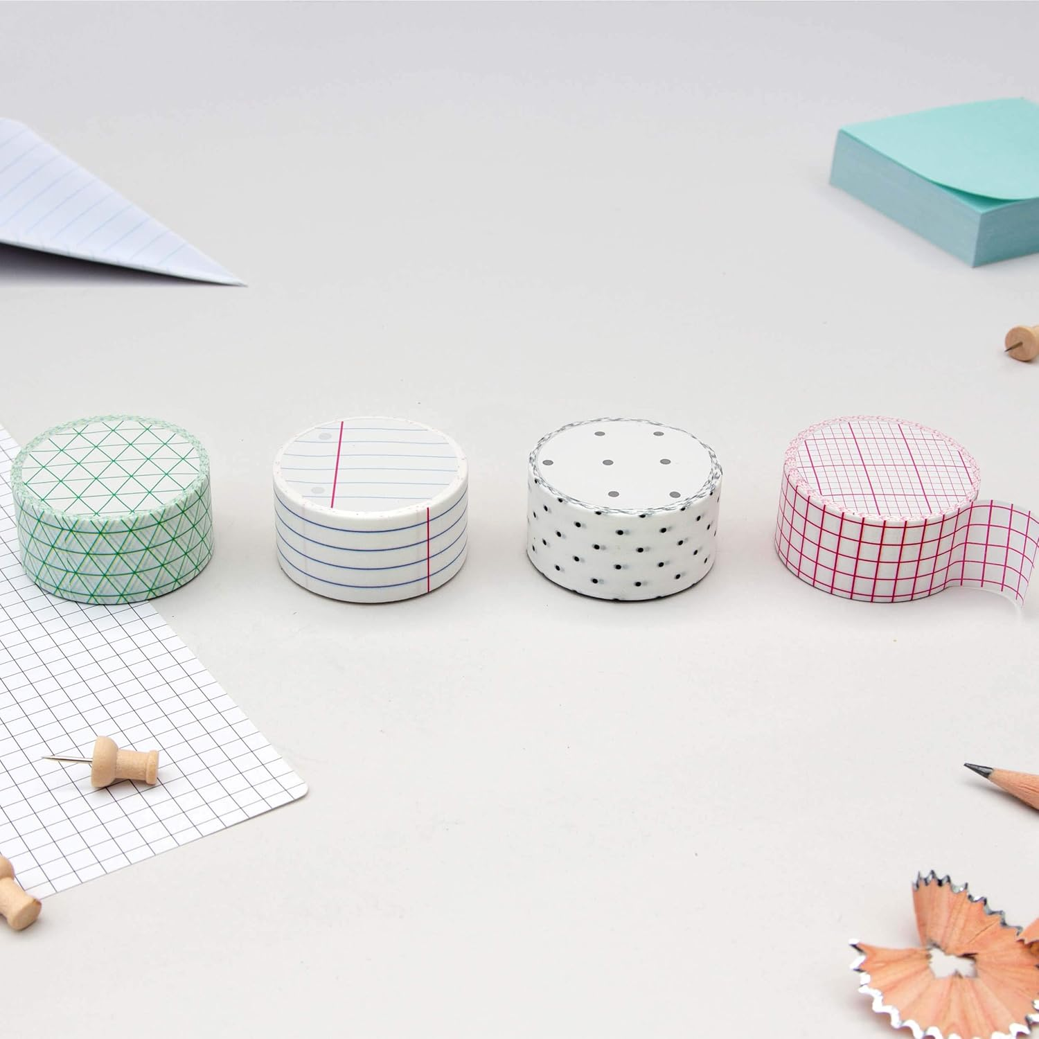 Suck UK Memo Washi Tape | Art Supplies | Decorative Paper Masking Tape | Coloured Adhesive Tape | Set of 4 Cool Selotape Rolls | Craft Supplies | Scrapbooking Accessories | Japanese Stationery image number 4