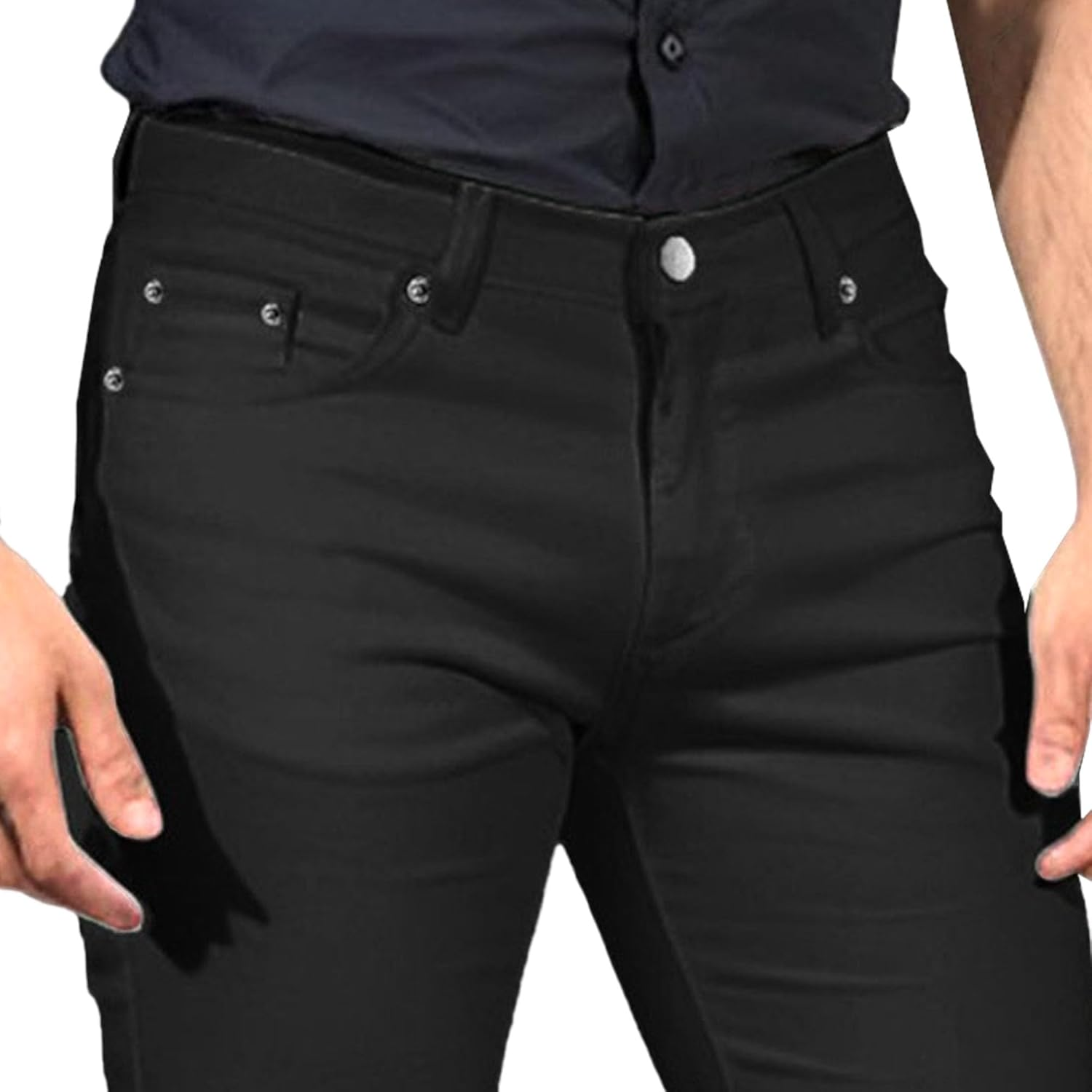 Mens Casual Bell Bottom Jeans Relaxed Stretch Flared Fit Male Jean Pant Classic Retro Disco Denim Pants, Black, Medium, Black, Medium image number 1