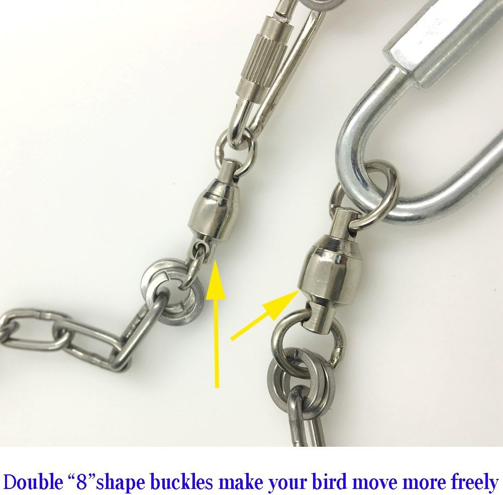 Ebamaz Parrot Foot Chain for Small Medium Large Birds Stainless Steel Anklet Ring for Pet Training (NO.15 (14.5Mm)) image number 2