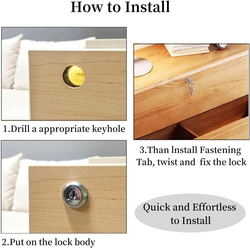 1 Pack Cabinet Lock with Keys, Key Lock, Heavy Duty Cabinet Cam Lock Set for Cabinets, RV Storage Locks, RV Compartment Locks for Truck Pickup Tool Box Mailbox Drawer Cabinet, Cam Locks Keyed Alike