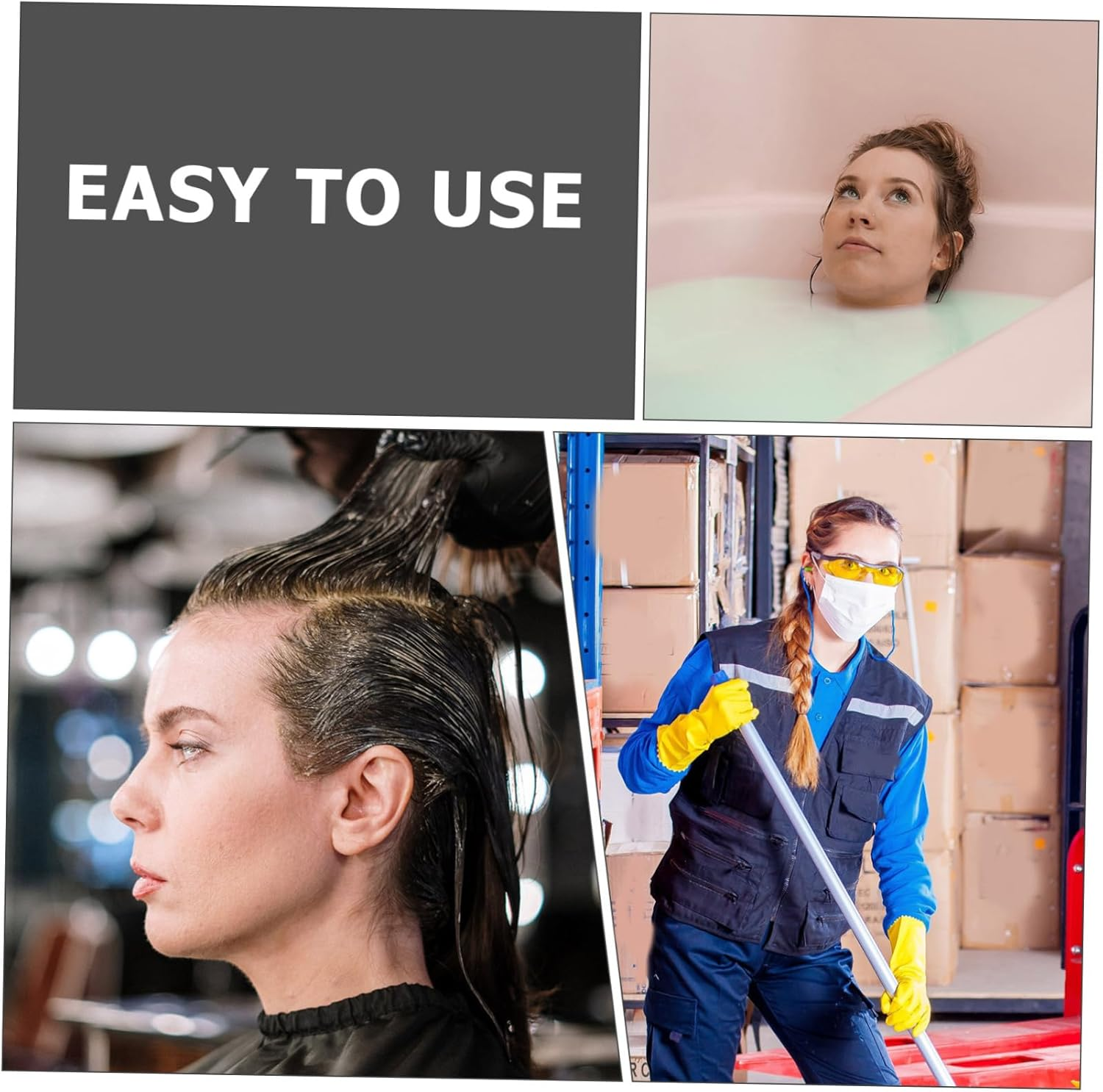 Cabilock 3Pcs Elastic Protective Shower Caps Multipurpose Hair Dyeing Caps for Home Use image number 6