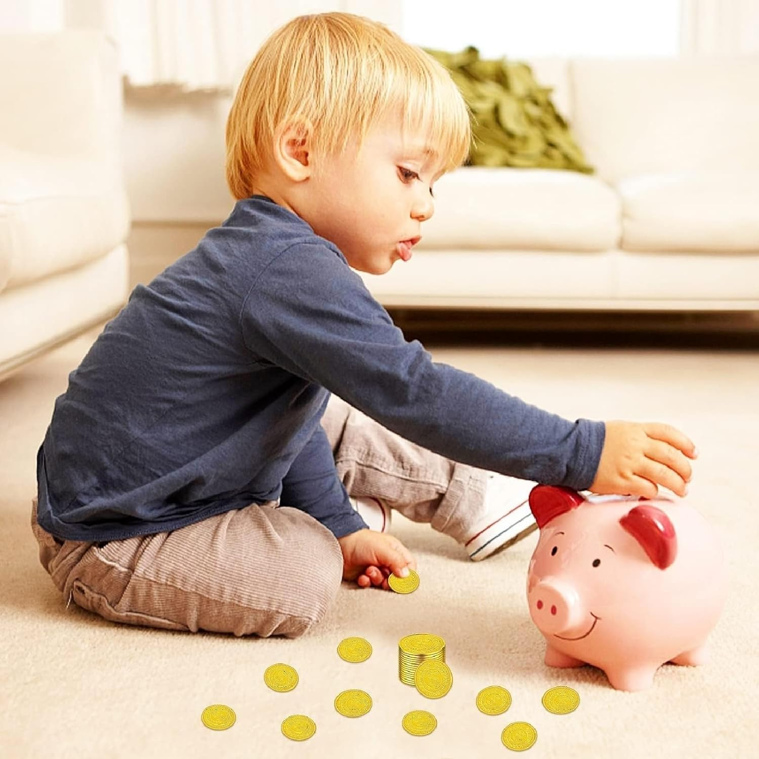 100Pcs Plastic Gold Coins, Pirate Gold Coins Commemorative Gold Coins for Party Bags,Party Favours, Classroom Reward, Treasure Hunt Game, (3.5Cm/1.37In) image number 3