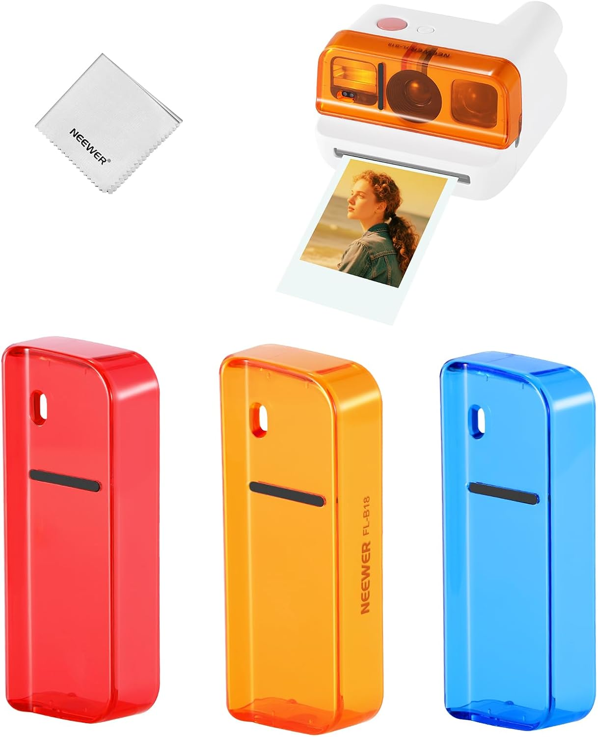 NEEWER Lens Filter Set Compatible with Polaroid Go Camera, 3 Pack Snap on Color Gel Filter Accessories Kit (Red, Blue, Orange) for Creative Photography, FL-B18 image number 4