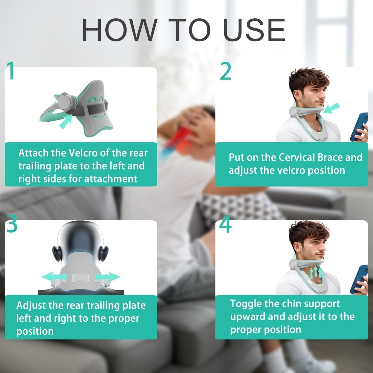 IODOO 360&deg;Adjustable Neck Brace for Forward Head Posture Correction, Cervical Neck Traction Device, Effective Neck Posture Corrector, Neck Stretcher to Relieve Pressure image number 5