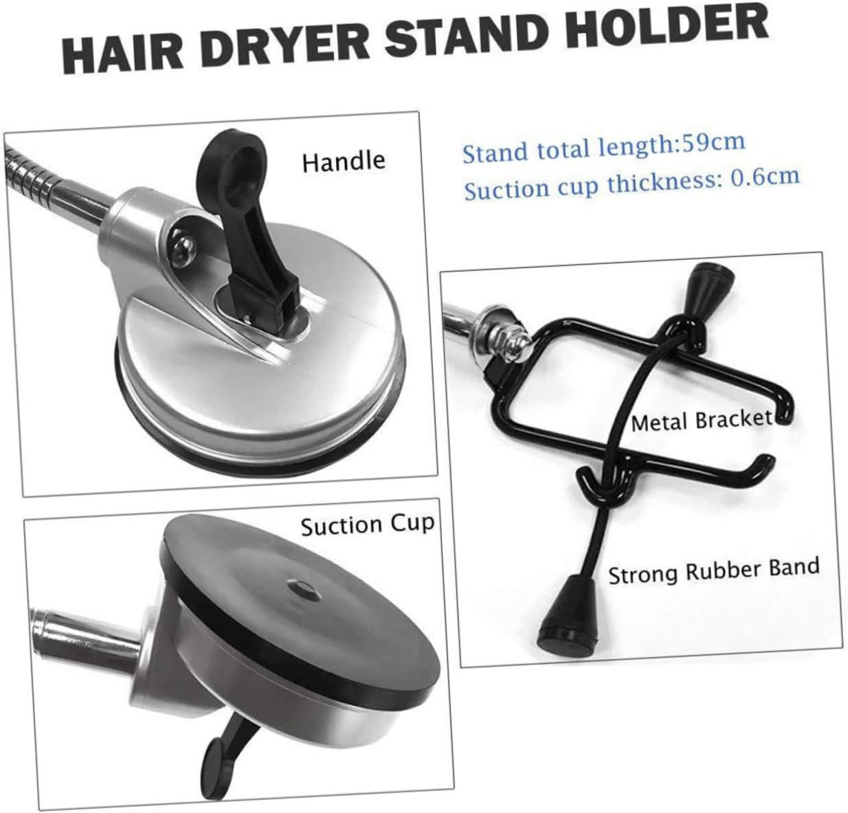 Vaguelly Hair Dryer Bracket Stand Stainless Steel Rotation Easy Mount Pet Hair Comb image number 4