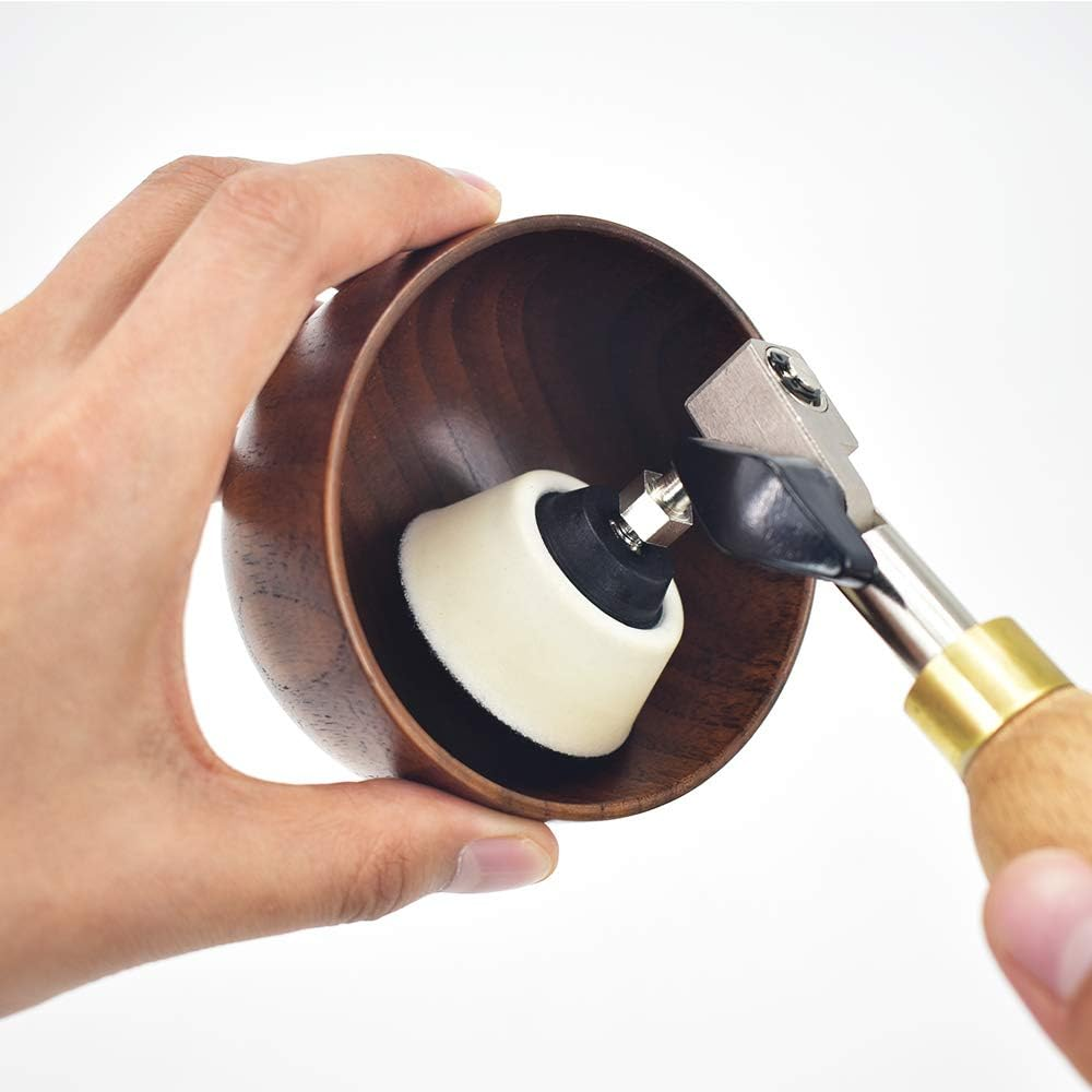 Bowl Sander, Sanding Tool for Woodworking, with 2 Inch Hook and Loop Sanding PU Pad and 11.8 Inch Long Hardwood Handle, Total 50 Pcs Sandpaper Discs in Grits 80/120/150/180/240 image number 6