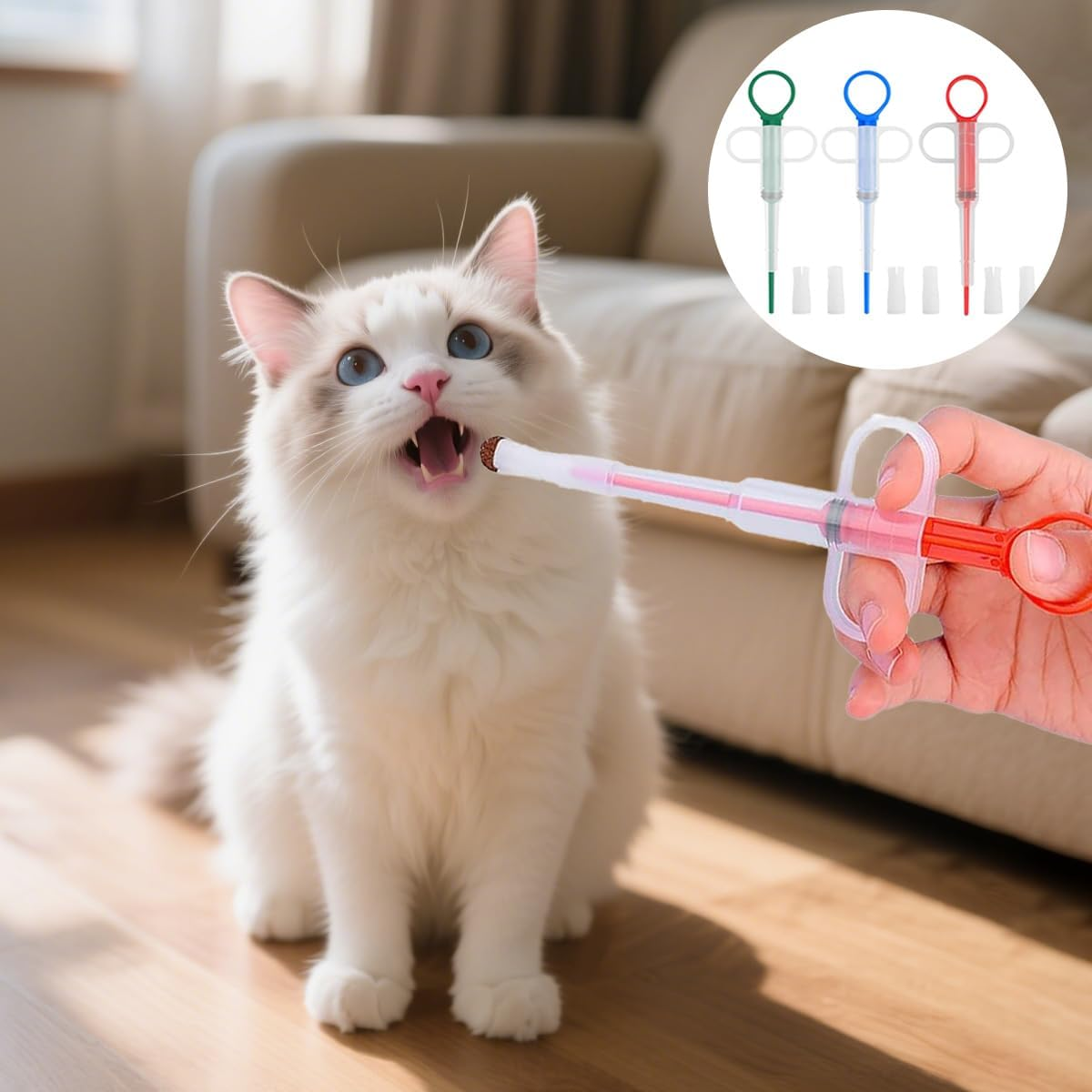 Mkemka Pack of 3 Pill Dispenser for Cats, Dogs Pet Tablet Feeder, Medicine Feeder, Cat Pill Assist Pet Pill Launcher, Reusable Pusher Tablet image number 1