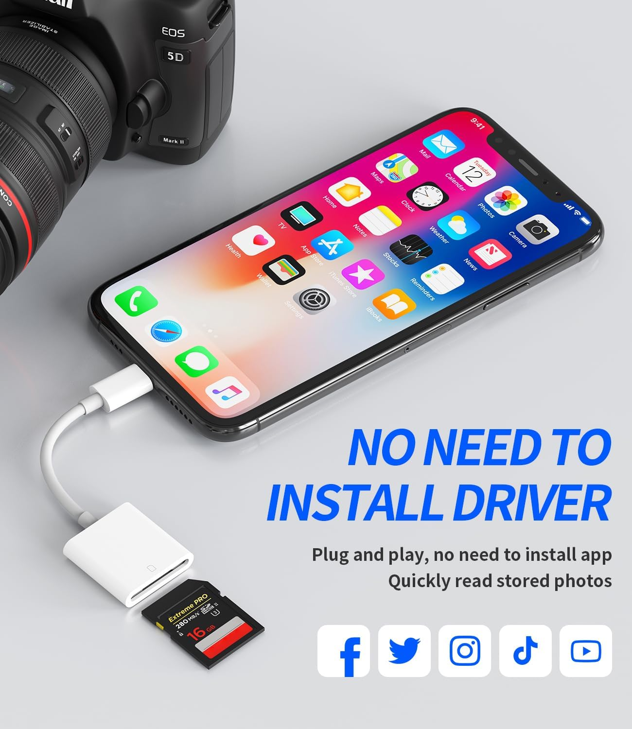 SD Card Reader for Iphone Camera Memory Apple MFI Certified Lightning Adapter Accessories Photo Photography Viewer Adaptador for 14 13 12 11 Pro Max X Xs Xr 8 7 6 plus Se Ipad Air Mini 2018 2019 2020 image number 4