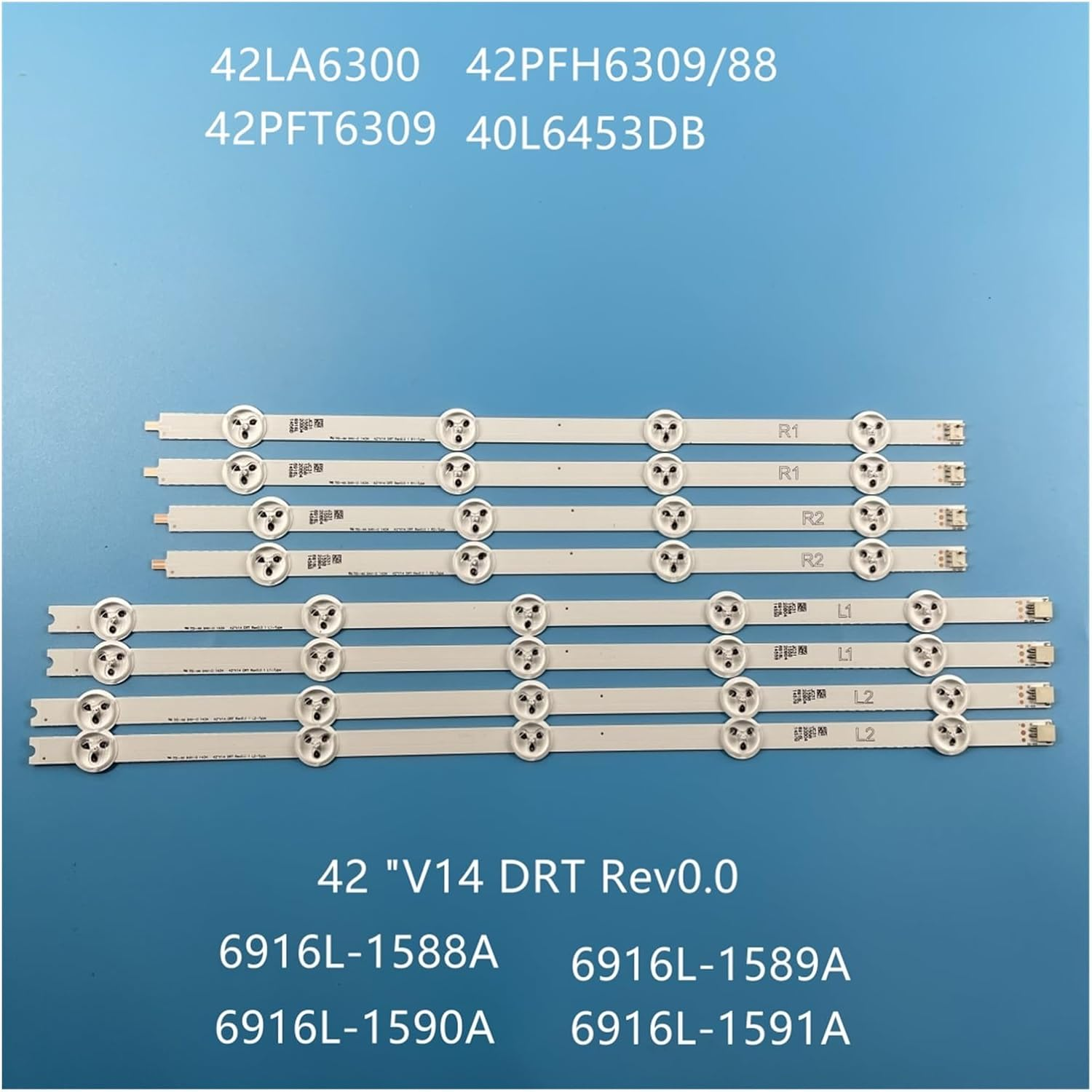 8-Piece/Kit LED Strip for Phi-Lips TV 42PFT6309 42PFH6309 88 LC420DUE PG F1 6916L 1455B 1456B 42 V14 DRT Rev0 (Color : 8 Pieces 1TV)