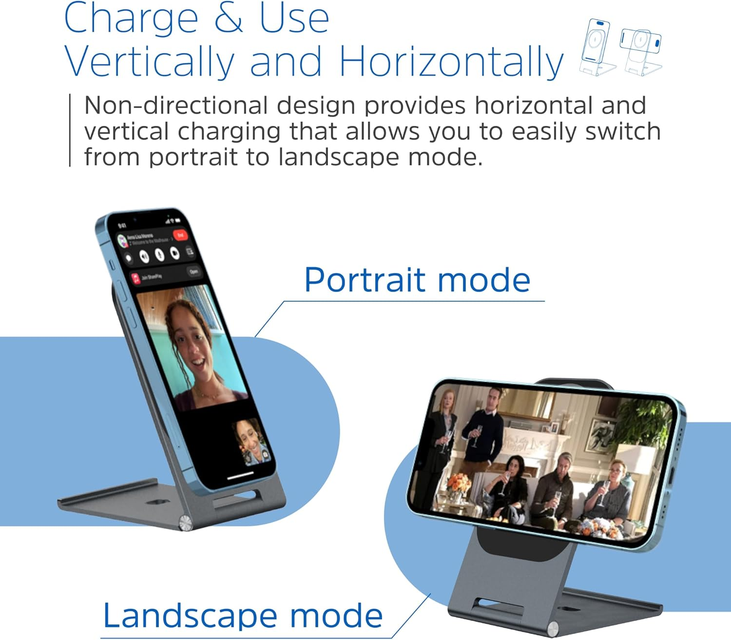 Energizer WCP102 Ultra Thin Wireless Charging Stand for Wireless Chargers, Magsafe, 15W Max, 3Mm, 180 Degree Adjustment, Aluminium Alloy