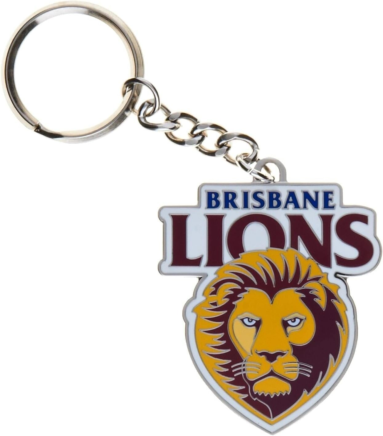 Brisbane Lions AFL Footy Metallic Logo Keyring