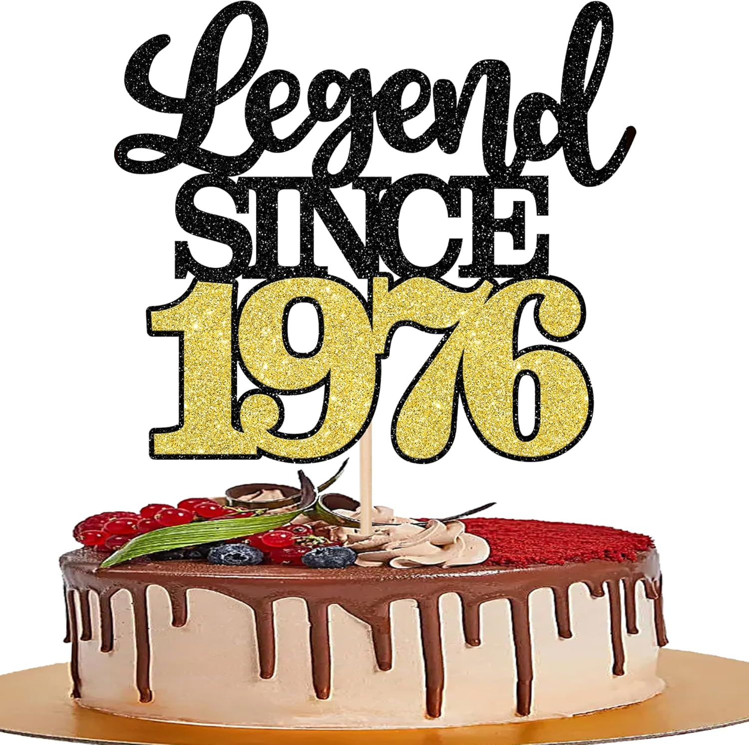 1 Pack Legend since 1976 Cake Topper Glitter Happy 50Th Birthday Cake Pick 50 Fabulous Cake Decorations for Cheers to 50Th Birthday Wedding Anniversary Party Supplies - 100Th image number 7