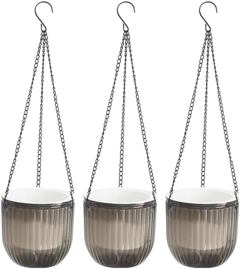 Yarnow 3Pcs Resin Hanging Flower Pots with Self-Watering Design and Drainage Holes for Indoor and Outdoor Planting