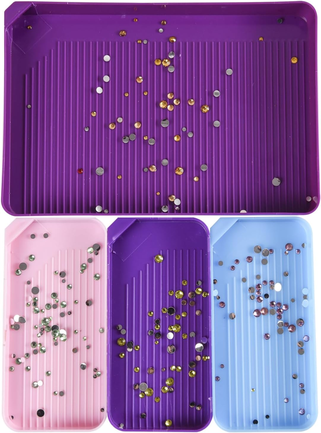 4 Pcs Diamond Art Trays Diamond Painting Bead Trays Rhinestone Bead Organizer Tray Diamond Dotting Tray Craft Bead Sorting Tray Diamond for DIY Crafts Rhinestone Sorting Tray image number 6