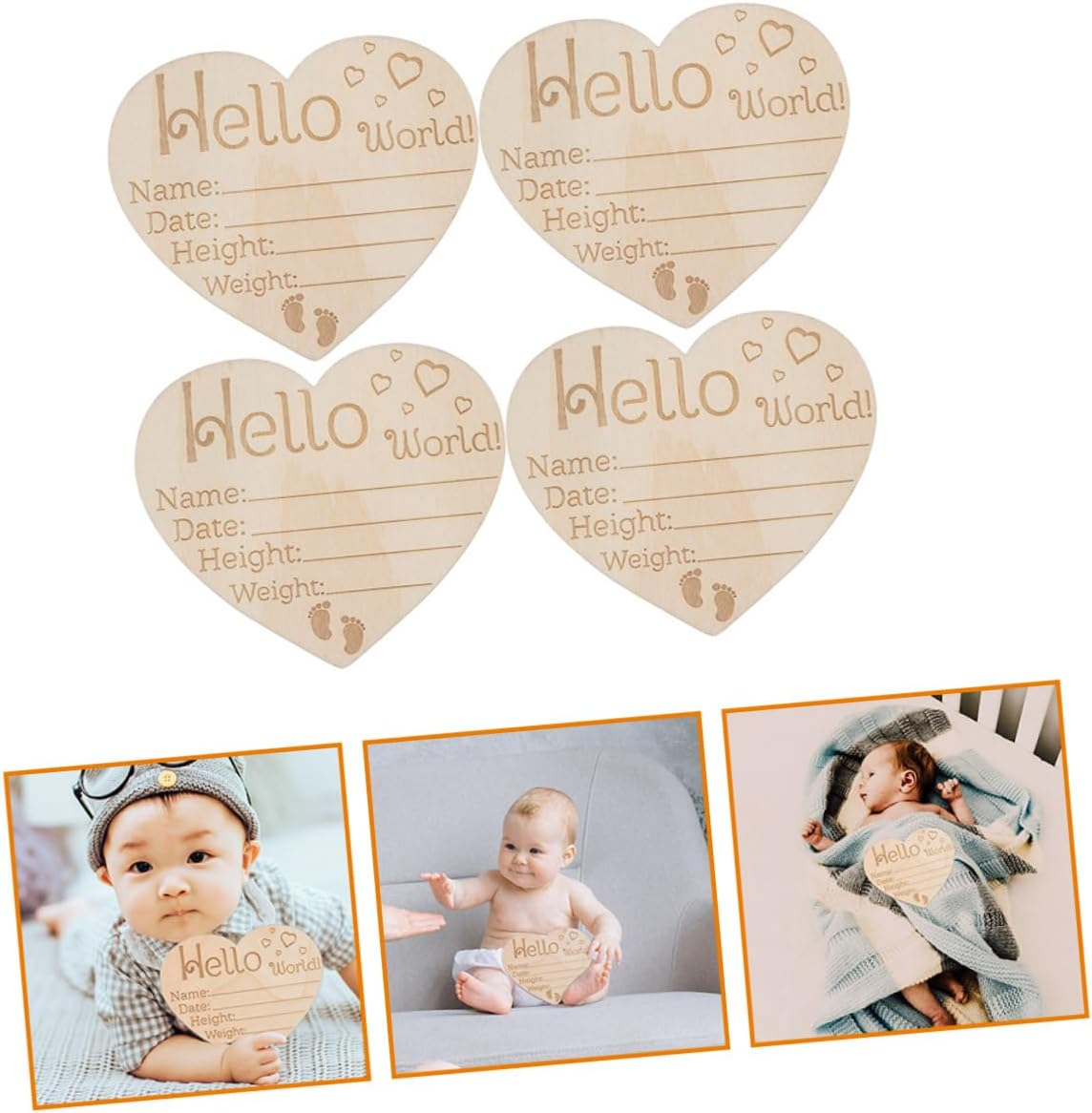 4Pcs Name Sign Wooden Newborn Birth Announcement Prop Cute Milestone Photography Decor for Nursery Memory Keepsakes image number 6