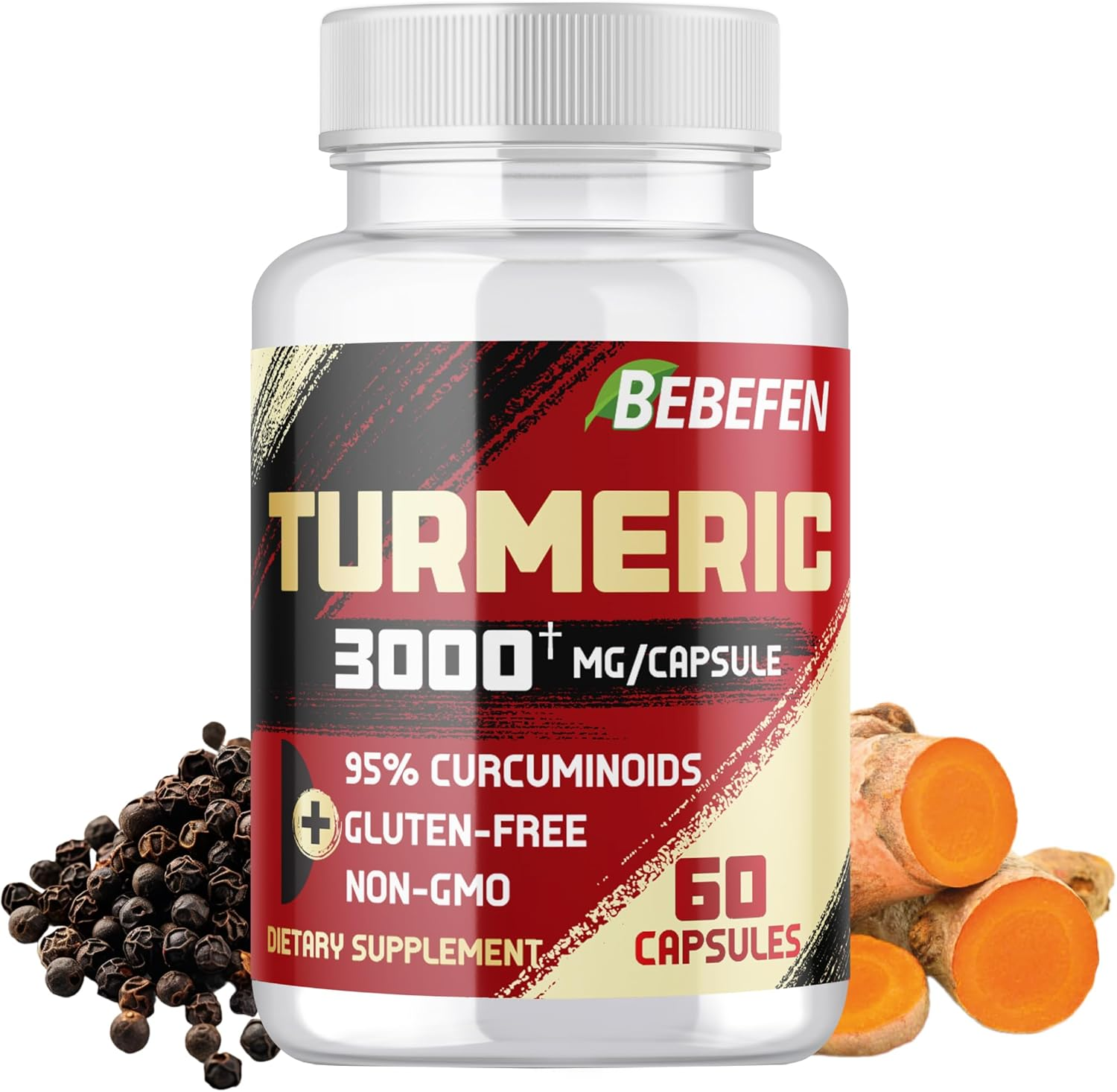 Turmeric Curcumin with Black Pepper 95% Standardized Curcuminoids | 2 Month Supply | Non-Gmo, Gluten Free image number 1