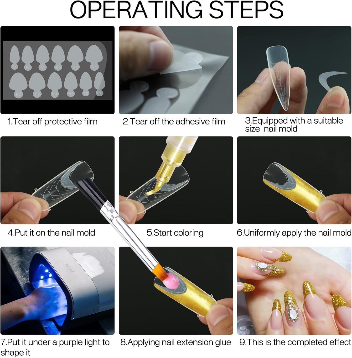 C12Rtive 60 Pieces Dual Nail Shape Stickers, Silicone French Manicure Stickers for Nail Shape, Gel Extension, Quick Build, Dual Nail Shapes Shape (Form-2) image number 1