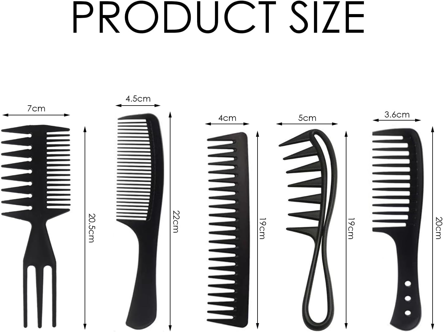 5 Black Hairdressing Comb Sets, High Temperature Resistant Wide Tooth Comb, Antistatic Hairdressing Comb, Special Tools for Creating Hairstyles image number 1