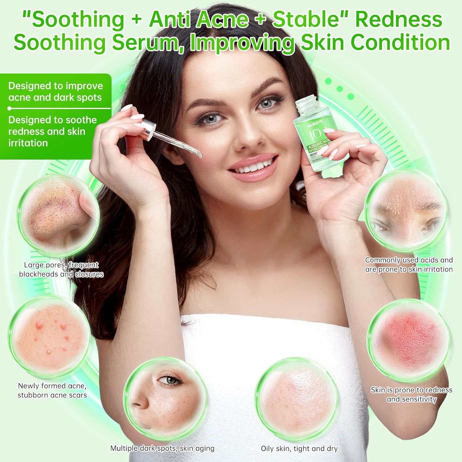 Azelaic Acid Serum for Face, Azelaic Acid 10 + Hyaluron Serum for Sensitive Skin, 30Ml Hyaluronic Acid Serum with Niacinamide for Acne & Spot Care, Redness Relief. image number 3