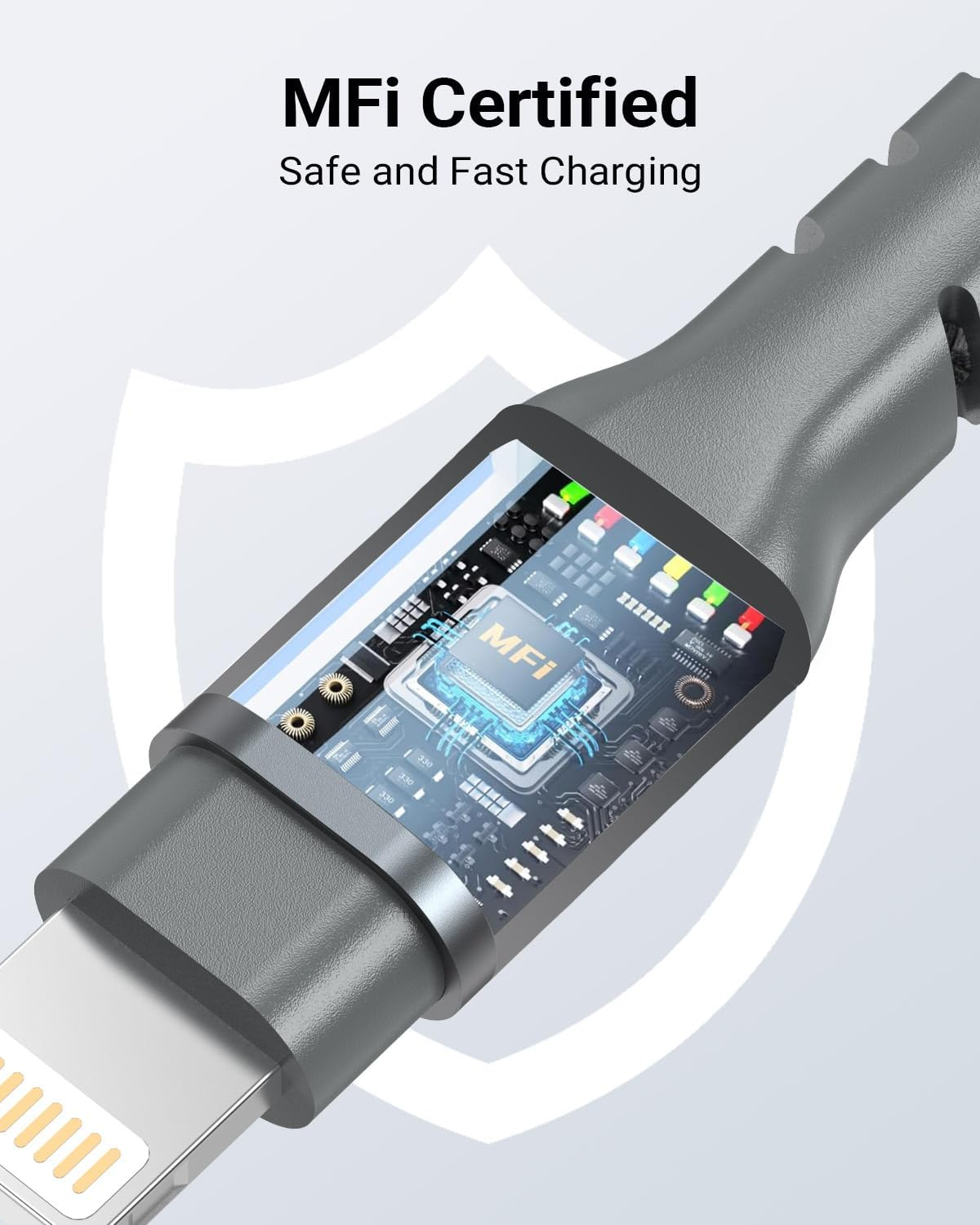 HARIBOL Lightning Cable 1M, Mfi-Certified Iphone Charger Cable, Nylon Braided USB to Lightning Cable Car Charger Compatible, Fast Charging 2.4A & USB 2.0 Sync Compatible with Iphone Ipad Ipod image number 3