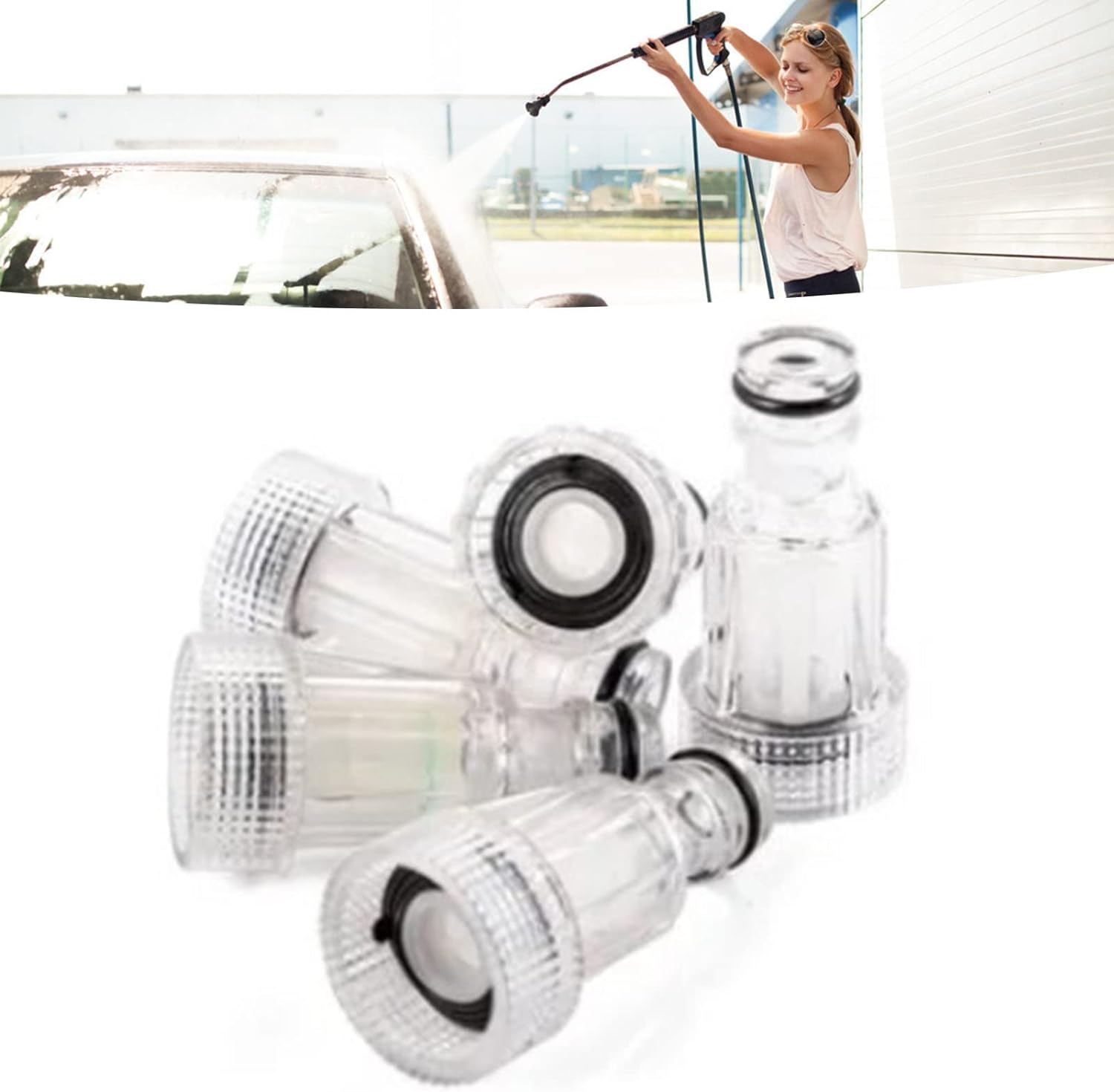 Car Clean Washer Water Filters, Smooth Edge Clean Washer Connection Tool 5Pcs Easy to Use Wide Application for Garden Truck