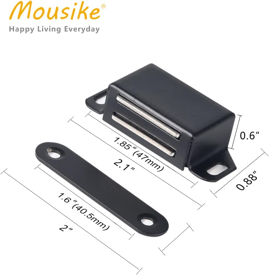 Moosike Cabinet Magnets 30Lb Black Door Magnets with Strong Magnetic for Kitchen Cupboard Wardrobe Closet Cabinet Door Drawer Latch (Black 6Pack) image number 1