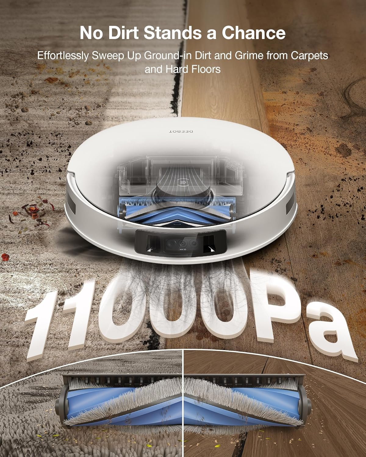 ECOVACS DEEBOT T30S Pro Robot Vacuum and Mop with 1100 Pa Suction, Auto Empty Station Smart Navigation AI Edge Cleaning Robot,10-In-1 Cleaning Station image number 4