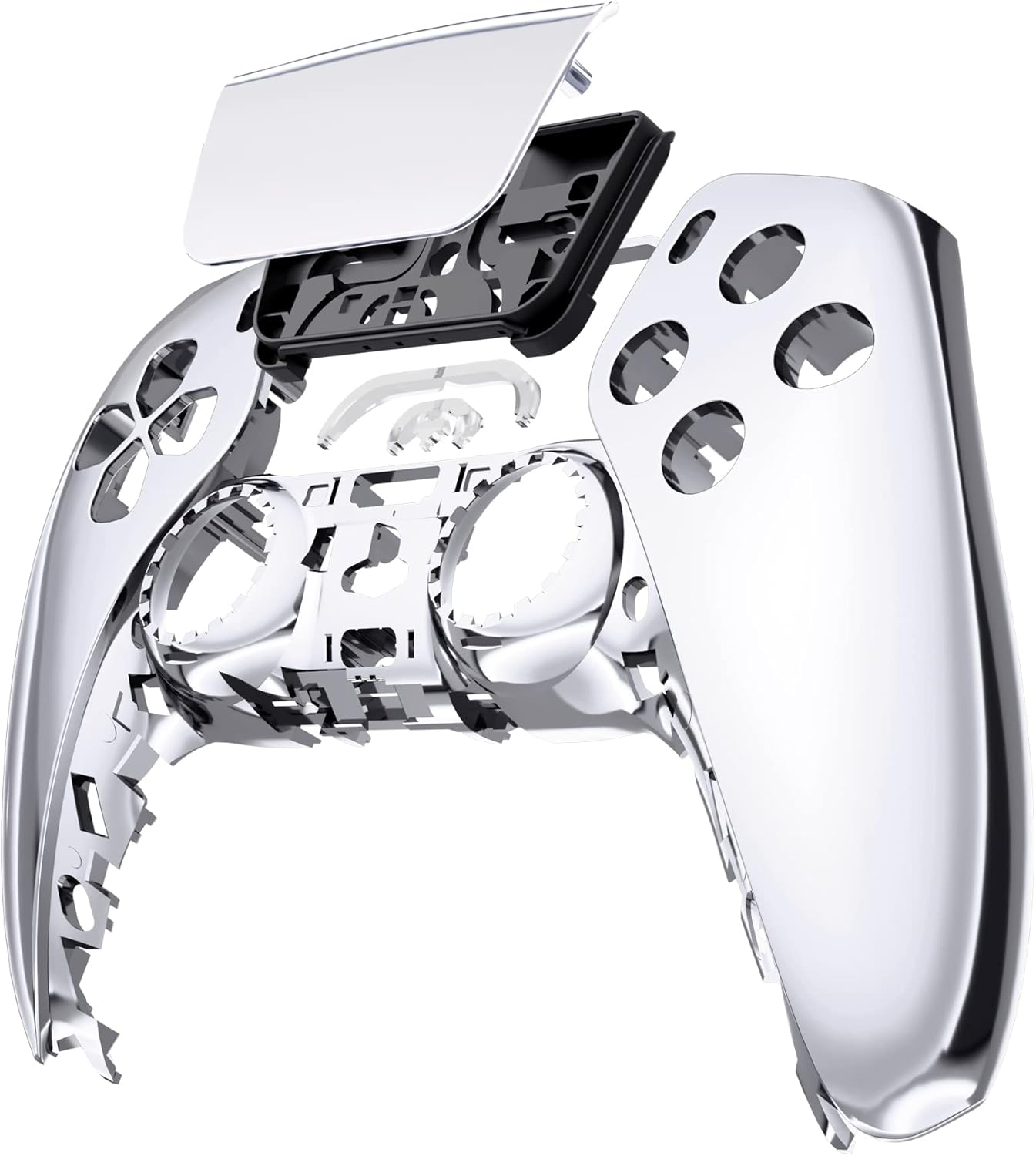 Extremerate Chrome Silver Glossy Touchpad Front Shell Compatible with P S 5 Controller BDM-010 020 030 040 050, DIY Replacement Shell Custom Touch Pad Cover Compatible with P S 5 Controller image number 4