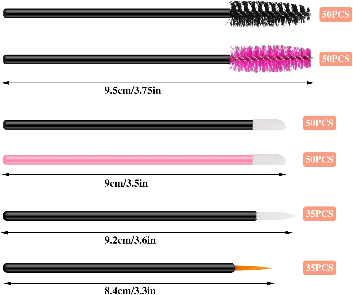 270 PCS Disposable Makeup Applicators Tools Kit, Makeup Artist Must Haves 70 Disposable Eyeliner Brushes 100 Mascara Wands 100 Lipstick Applicators for Galentines Gifts Valentines Day Gifts for Women image number 5