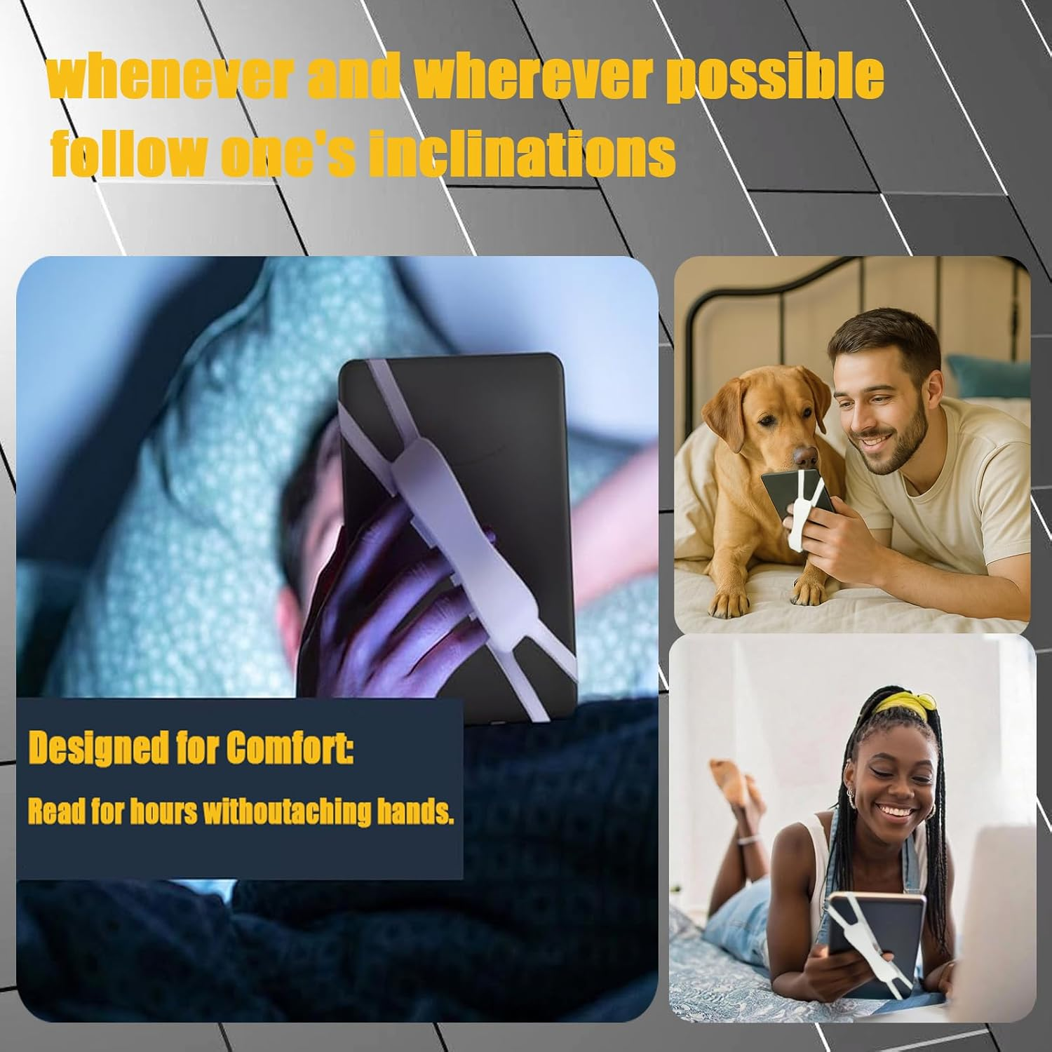 Zakora Ergonomic Hand Strap for Kindle & Tablets (4.7-8") - Universal Finger Grip Holder for Paperwhite/Oasis/Kobo/Phone - Reading Comfort for Bed/Commute/Travel (Pink) image number 4