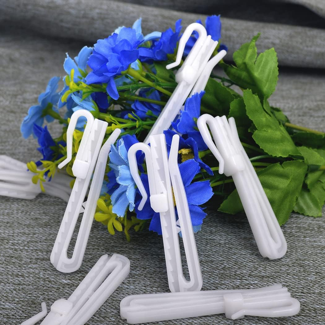 Kuasting 30 Pcs Adjustable Curtain Hooks Plastic Toughness Depth Pinch Pleat Drapery Hooks for Pleated Drapes Shower Curtain Hooks(70Mm)