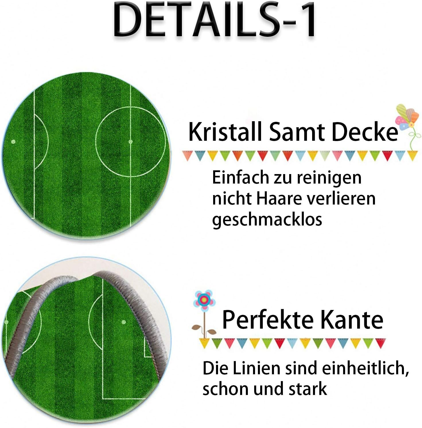 TYKTZXY Football Rug, Football, Fun Home Decor, Play Mat for Teenagers' Room, Boys, Girls, Sports Theme Room, Green, 140 X 200 Cm image number 4