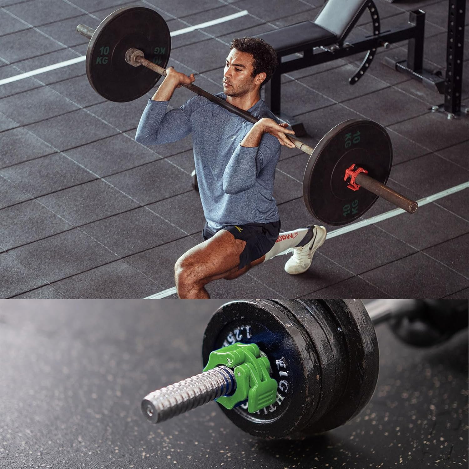 Leralsta Barbell Clamps 1 Inch, Exercise Collars 1"(25Mm) Quick Release Pair of Locking Collar Clips for Workout Weightlifting Fitness Training (Green) image number 3