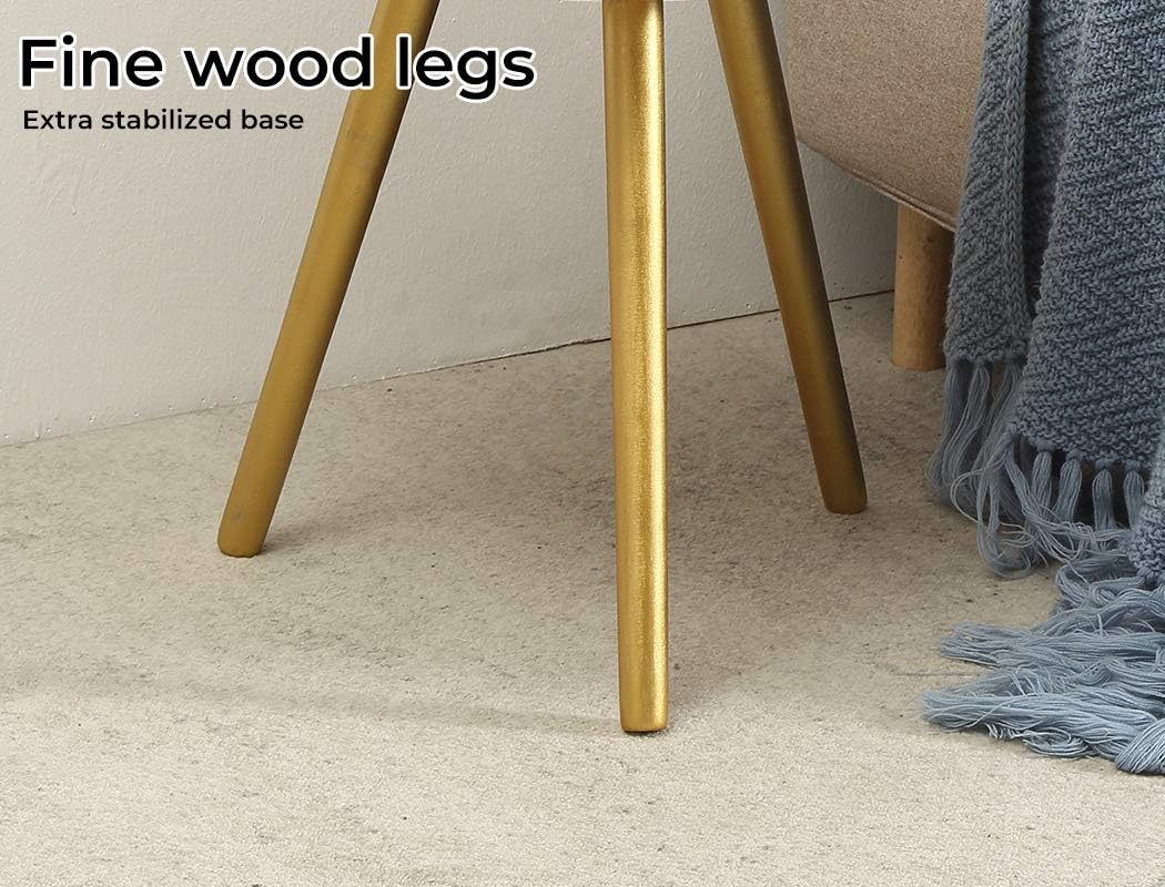 LEVEDE round Side Table, Small End Table, Antique Coffee Tables, 3 Legged Bedside Table, Corner Plant Stand for Living Room, Bedroom, Office, Balcony, Cafe (49 X 48Cm, Gold)