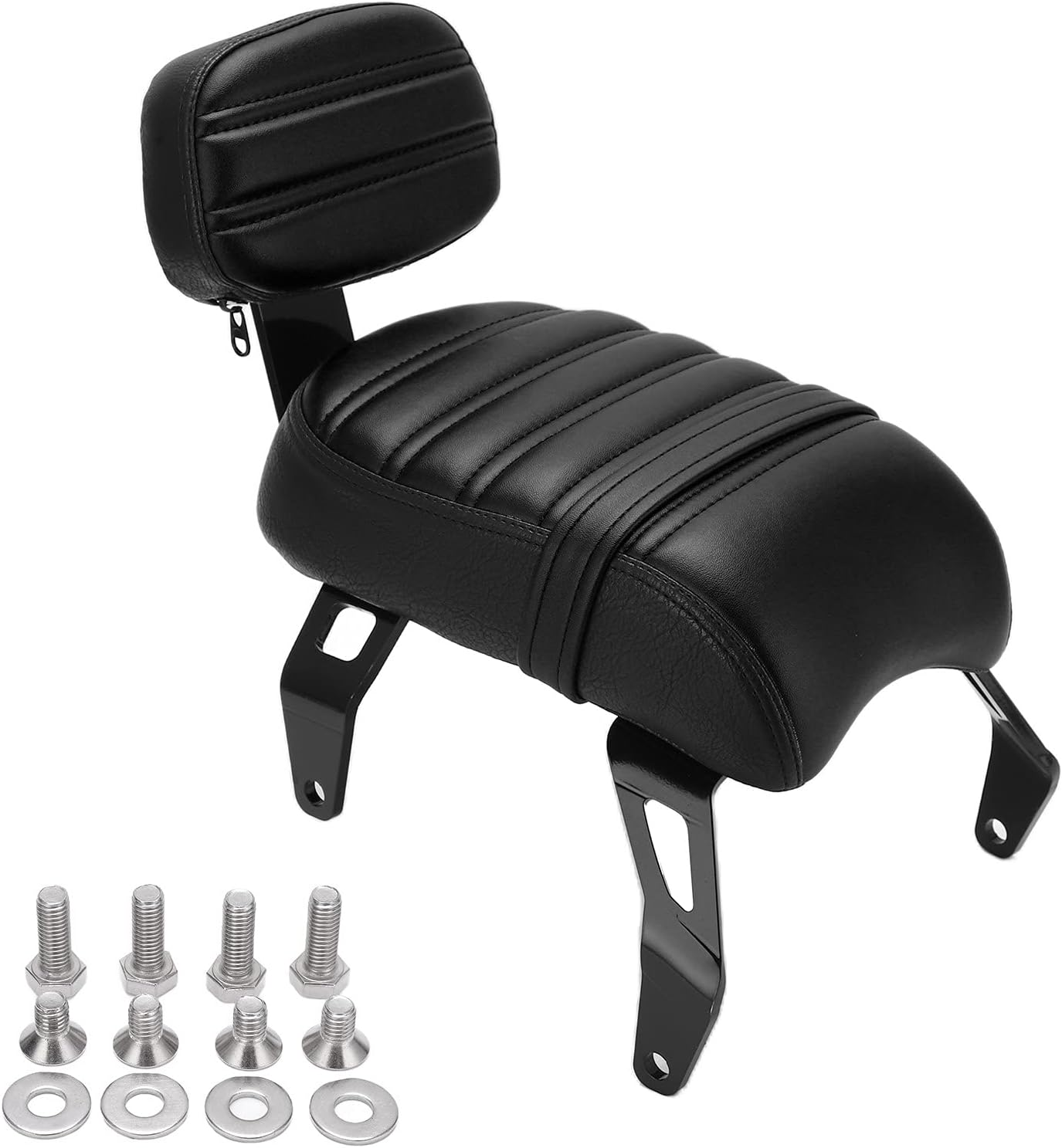 Passenger Seat Backrest, Detachable Rear Passenger Seat with Backrest Pad Set, Soft Leather Waterproof, Compatible with Indian Scout Bobber 2018-2021, Black, ABS