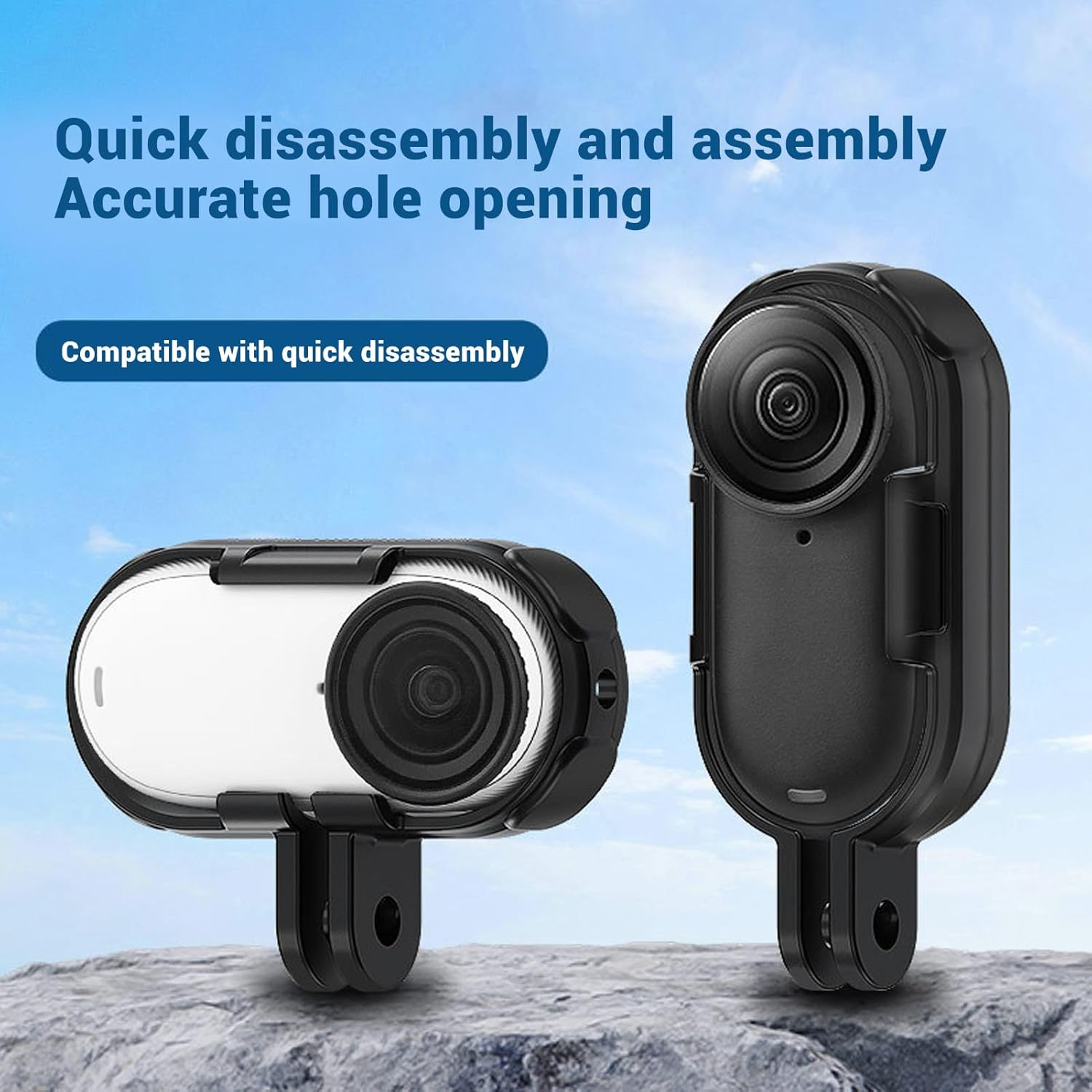 Vertical & Horizontal Action Mount Set for Insta360 GO 3/GO 3S Accessories, Action Camera Cage Mounting Bracket Protective Frame