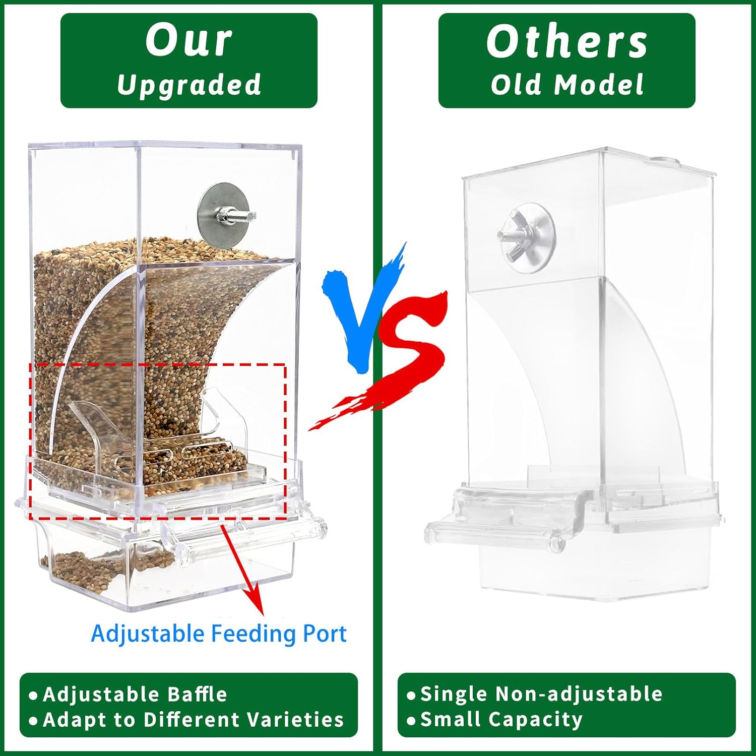 No Mess Bird Feeder Water Dispenser Set of 9 Automatic Parrot Feeder Drinker Acrylic Adjustable Parakeet Seed Food Container Cage Accessories for Lovebirds Finches Budgies Canaries image number 3