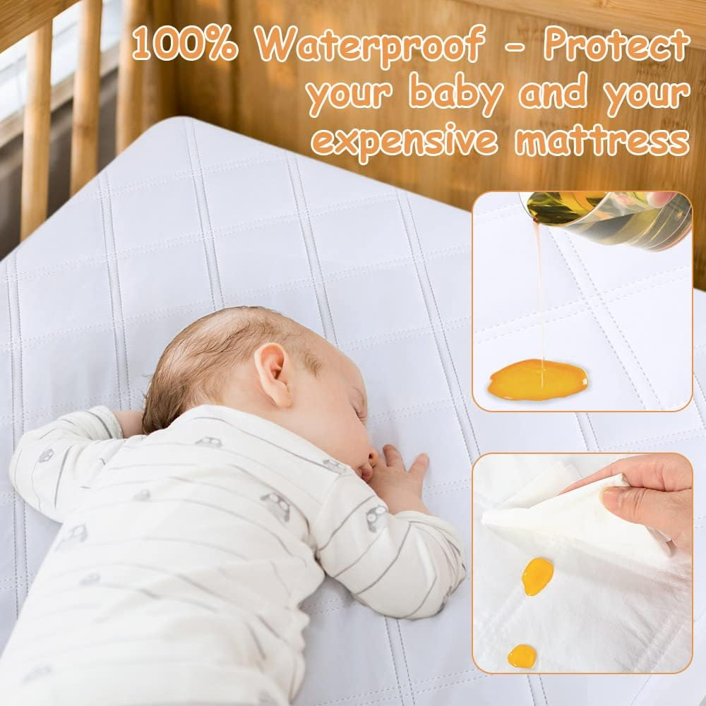 Pack of 2 Waterproof Crib Mattress Covers and Kids Mattress Protector for Crib, Soft Breathable Crib Mattress Cover for Boys and Girls by Yoofoss image number 4