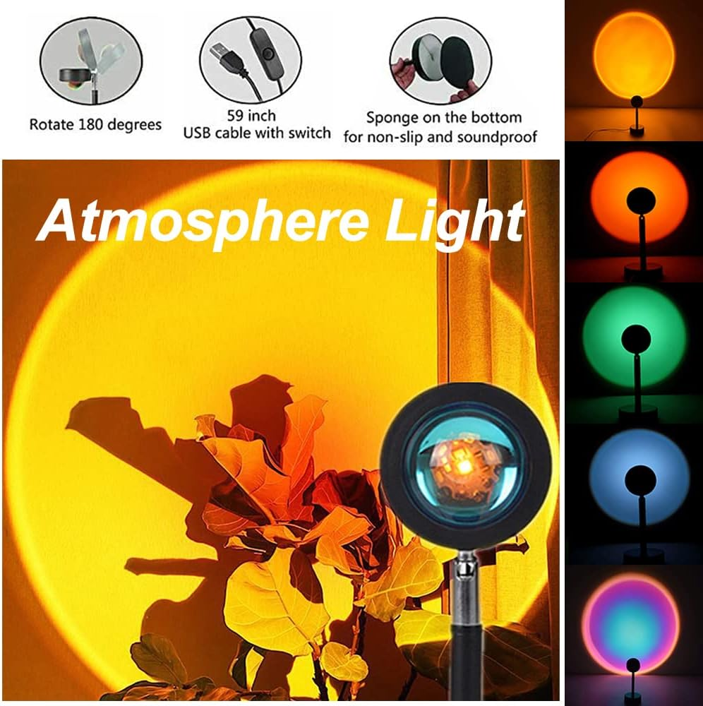 Rainbow Sunset Projection Lamp LED Modern Romantic Night Light Decoration Au(Sunset) image number 3