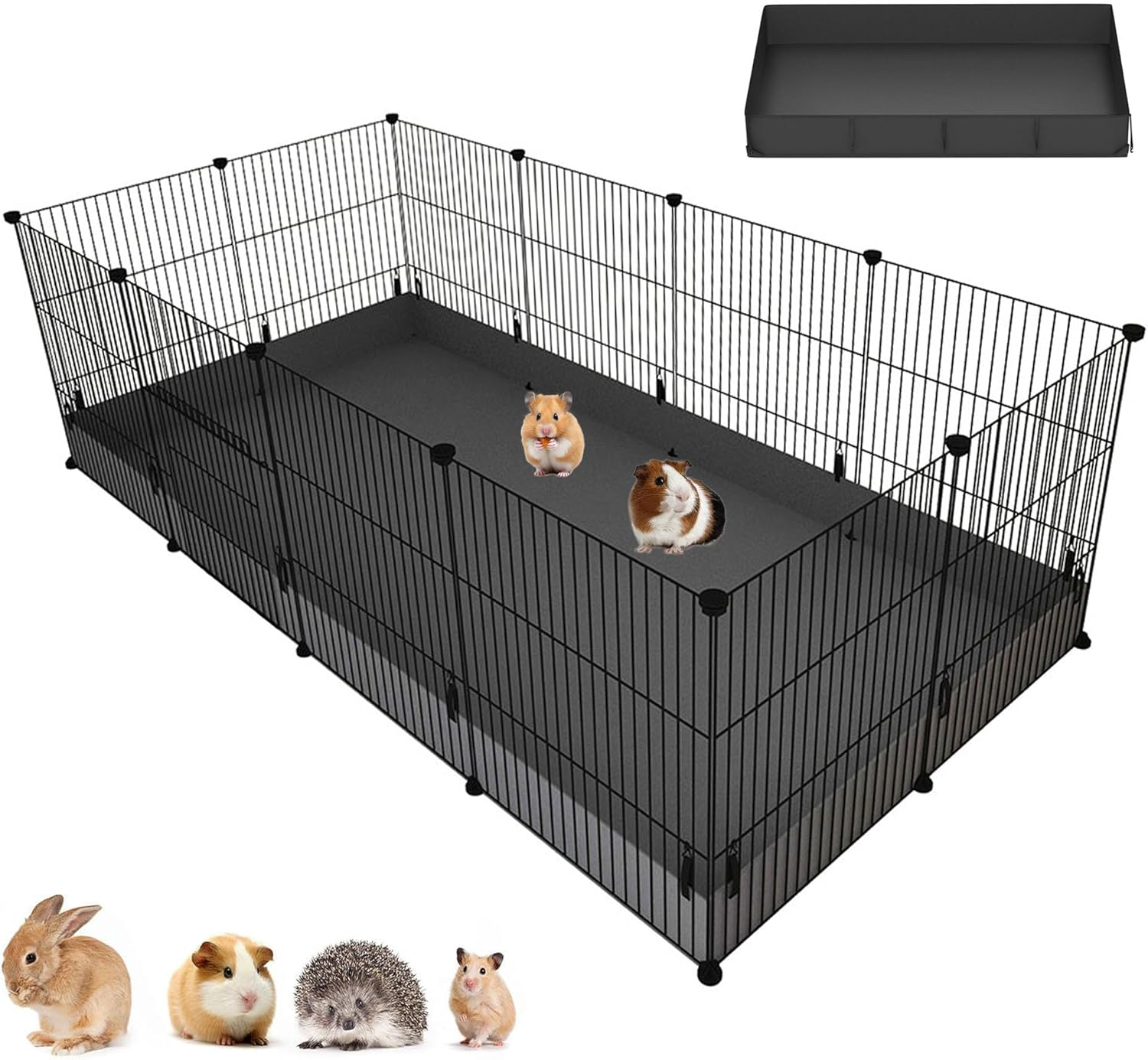 Ricjurzzty 12 Panels Small Animal Playpen,Pet Playpen with Waterproof Mat, Cage for Guinea Pigs,Puppy Play Pen,Bunny Playpen,Indoor Outdoor Portable Metal Wire Yard Fence image number 4