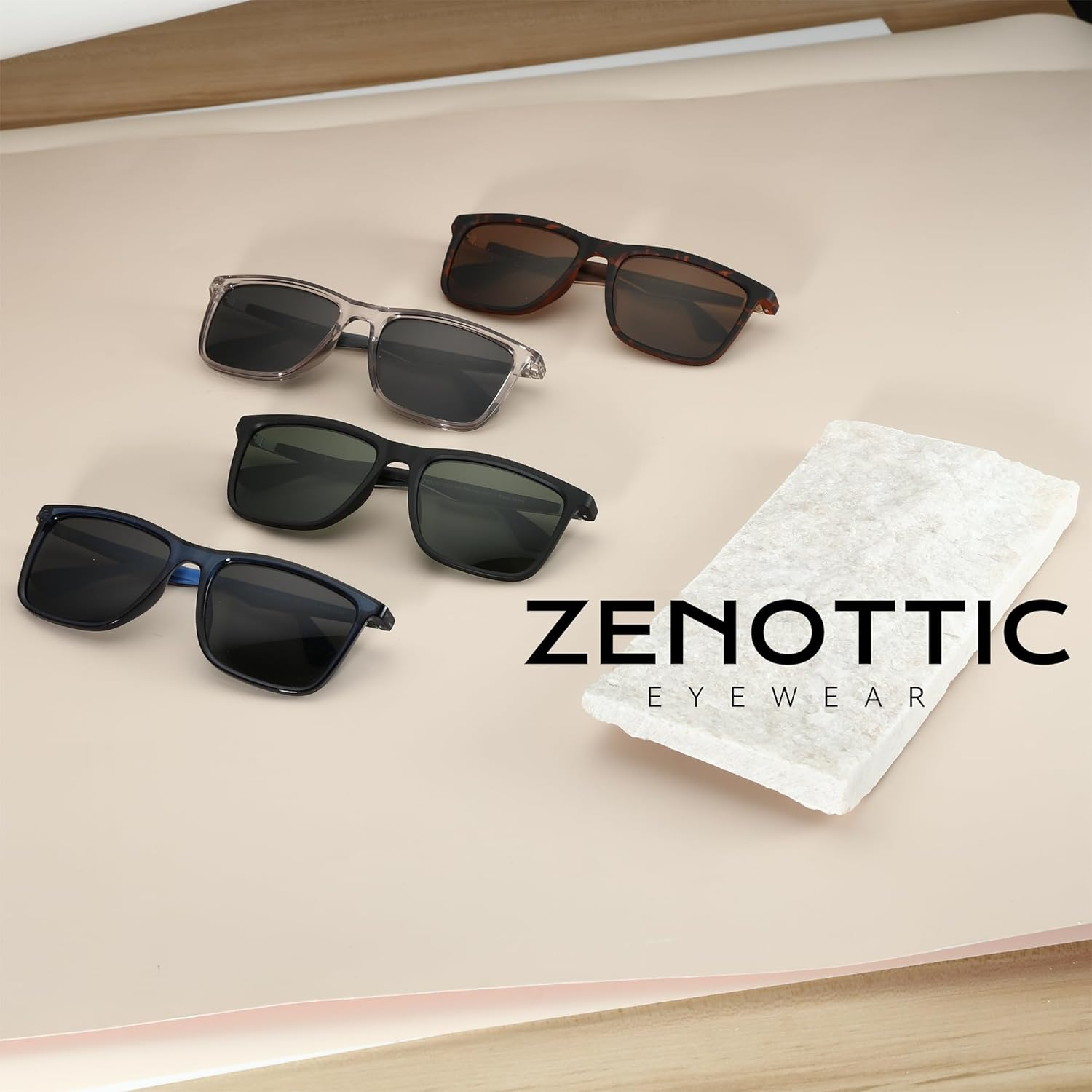 ZENOTTIC Polarized Sunglasses for Men Square : Carbon Fiber Rectangle Ultralight Frame UV400 Protection - Classic Sunglass for Driving Golf Fishing image number 5