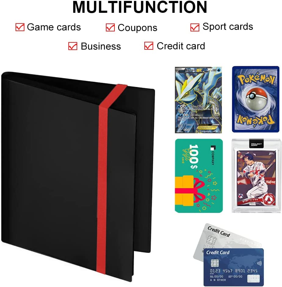 FOME 540 Pockets Card Binder Holder, 9-Pocket PU Leather Trading Card Album with 30 Sheets, Band Closure Carrying Case for Yugioh MTG and Other TCG image number 1