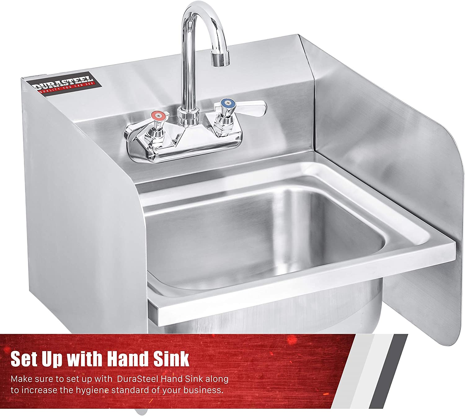 (15" X 6" Wall Mount) - Stainless Steel Splash Guard - 38Cm X 15Cm Wall Mount - for Commercial Restaurant Hand Sink and Compartment Prep Sink Mounting Type image number 1