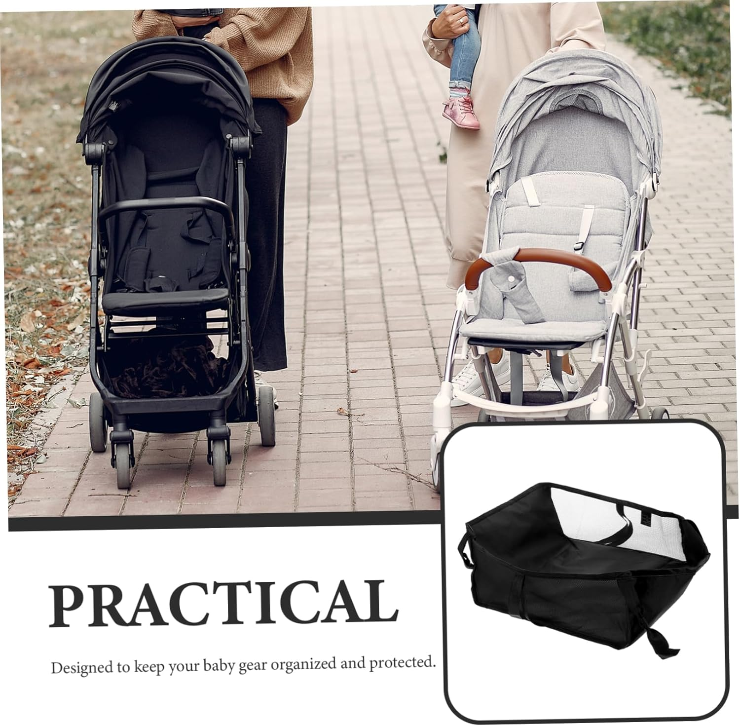 VICASKY Universal Lightweight Pram Storage Basket under Stroller Organizer Bag for Shopping Foldable Design for Easy Storage No Board